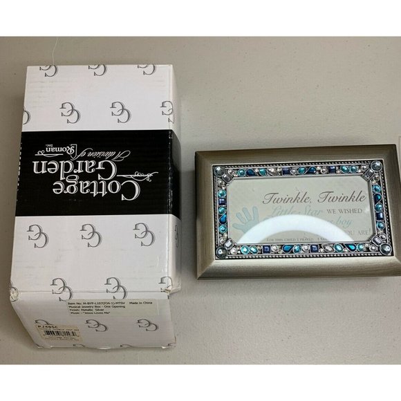 Twinkle Twinkle Champagne Silver Music Box/Jewelry Box Plays Jesus Loves Me READ - Picture 2 of 10